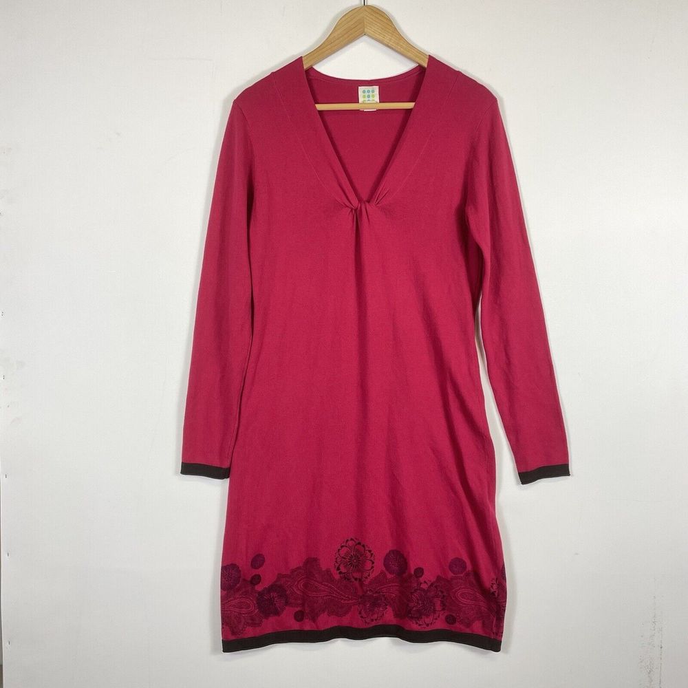 Title Nine Sweater Dress Womens Small Mobetta Pink Floral Paisley Boho Gorpcore